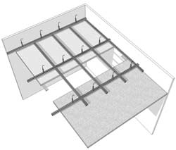 Esempio dell'impianto radiante a soffitto Esempio di posa a soffitto