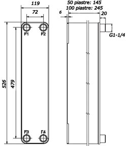 Scambiatori saldobrasati in rame schema