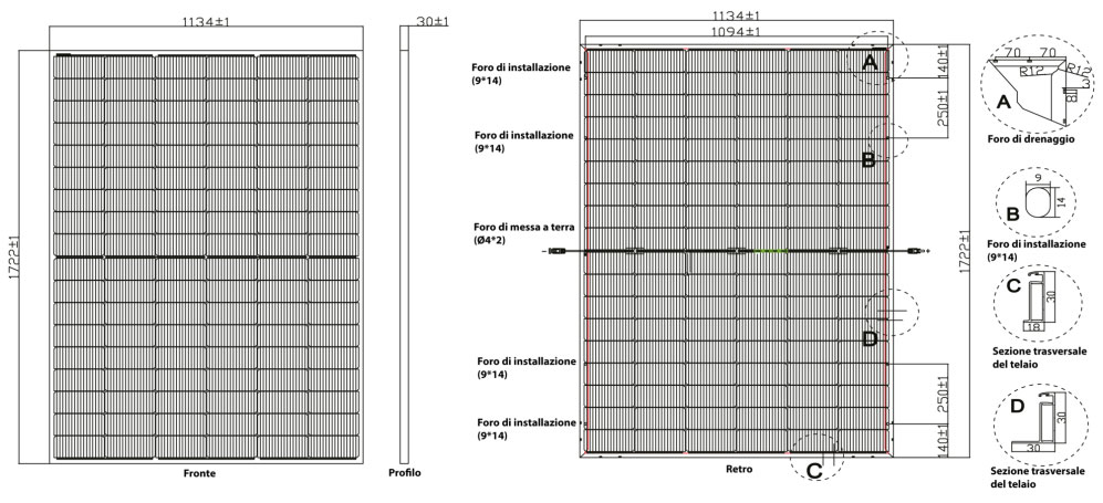 Dim Pannello Top Con 440W