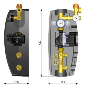 Dimensionale Gruppo di circolazione solare 1 via con UPM3 15 75